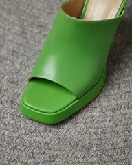 Open Toe Platform Chunky Heel Slides Sandals