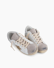 Ice-gray Suede Glitter Tab Sneakers