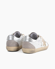 Ice-gray Suede Glitter Tab Sneakers