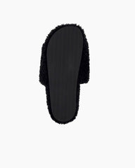 Women's Furry Slide Sandal in Black