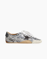 Silver Sequins Sneakers with Black Star and Beige Heel Tab