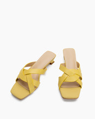 Minimalist Cross Design Solid Color Mule Sandals