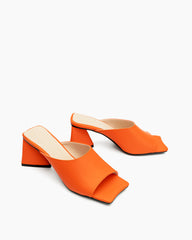 Minimalist Solid Color Chunky Heel Sandals