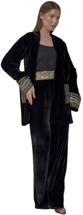 Midnight Royal Velvet Jacket+ Embroidered Belt