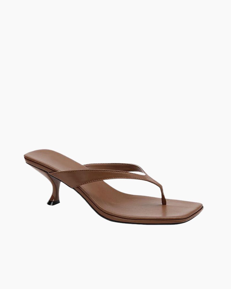 Minimalist Slip-On Kitten Heel Thong Sandals