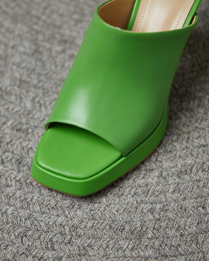 Open Toe Platform Chunky Heel Slides Sandals