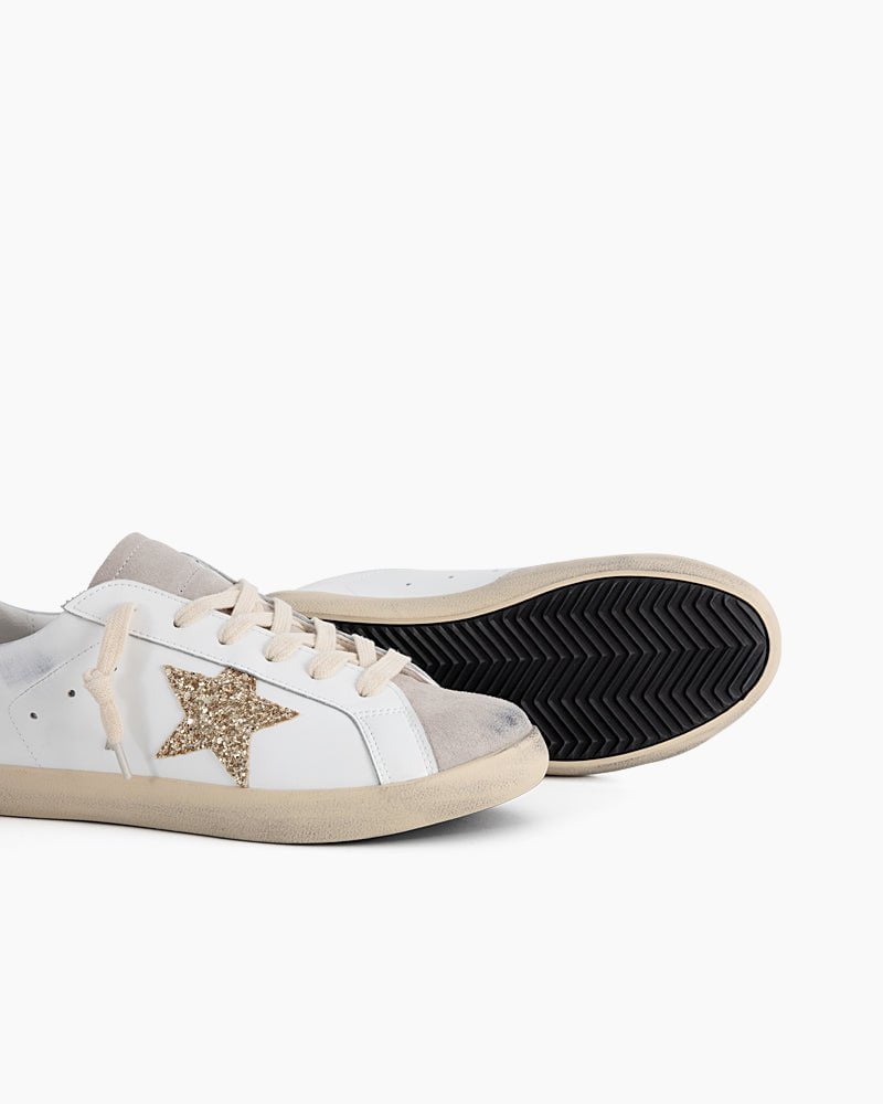 Ice-gray Suede Glitter Tab Sneakers