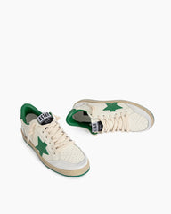 Green Nappa Leather Sneakers with Good Luck Star