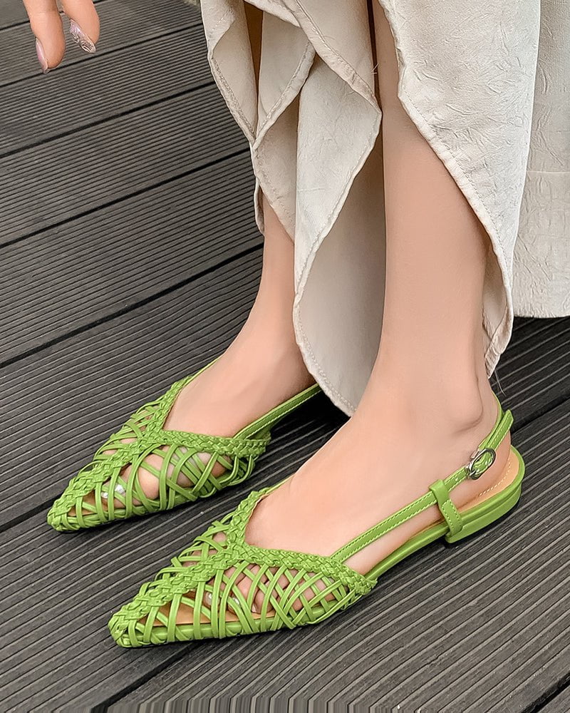 Woven Comfortable Slingback Braided Flat Sandals