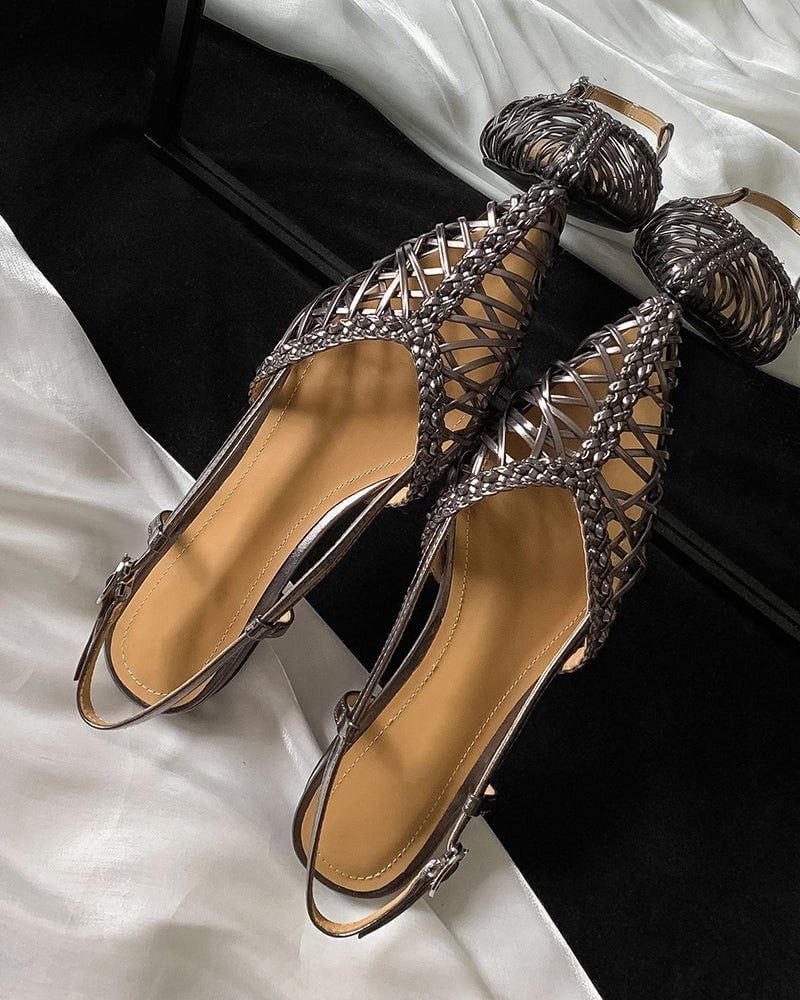 Woven Comfortable Slingback Braided Flat Sandals