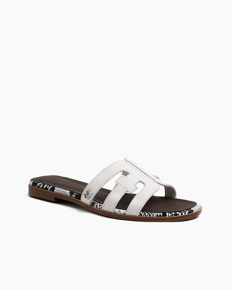 Cutout Strap Leather Flat  Slip-On Slide Sandals