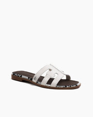 Cutout Strap Leather Flat  Slip-On Slide Sandals