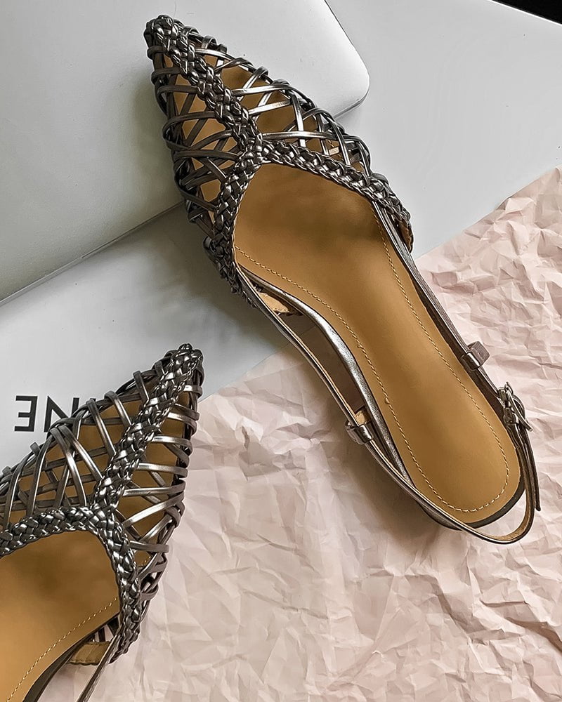 Woven Comfortable Slingback Braided Flat Sandals
