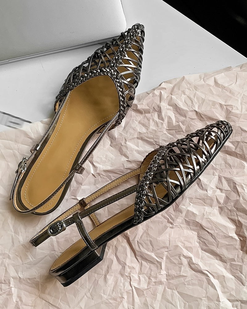 Woven Comfortable Slingback Braided Flat Sandals