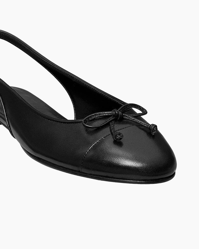 Monochrome Elegance Bow Slingback Flats