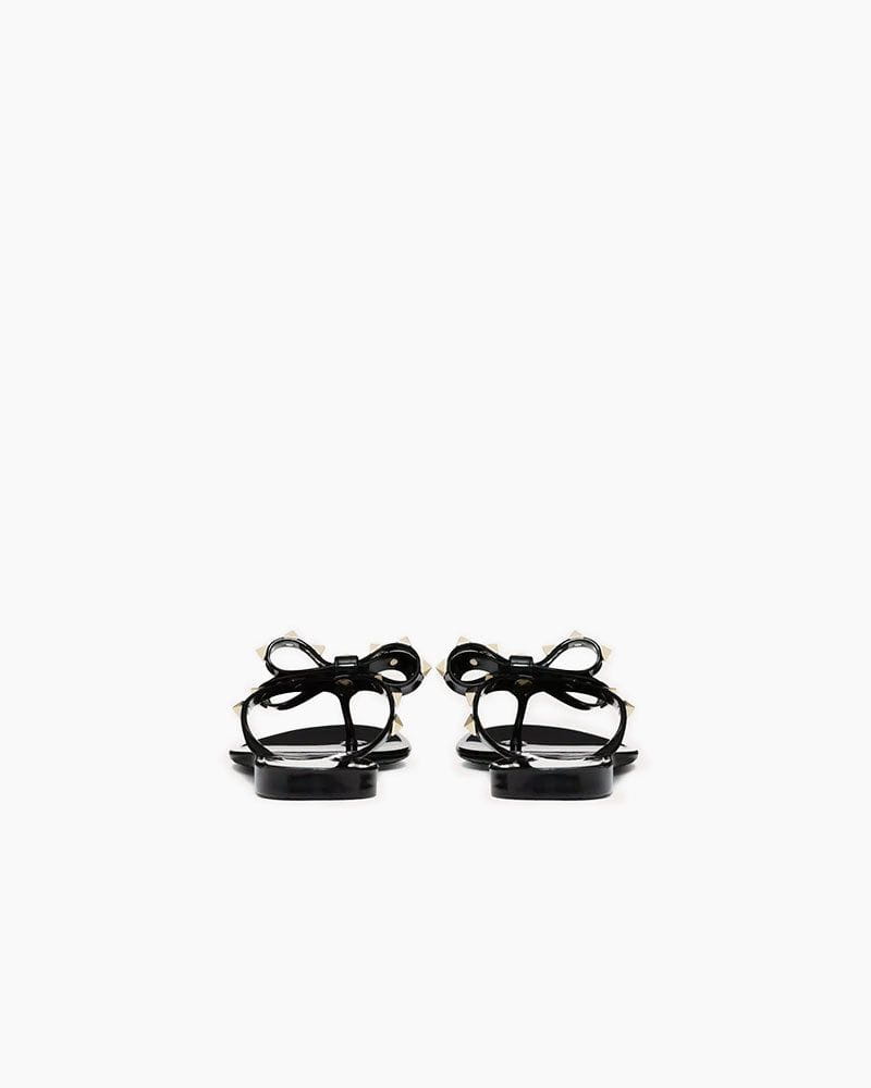 Rockstud Rubber Slippers with Bow and Pyramid Studs
