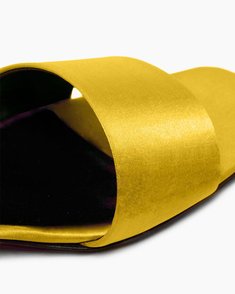 Satin Kitten Heel Open Toe Slip-On Sandals