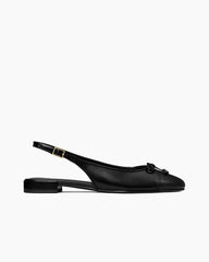 Monochrome Elegance Bow Slingback Flats