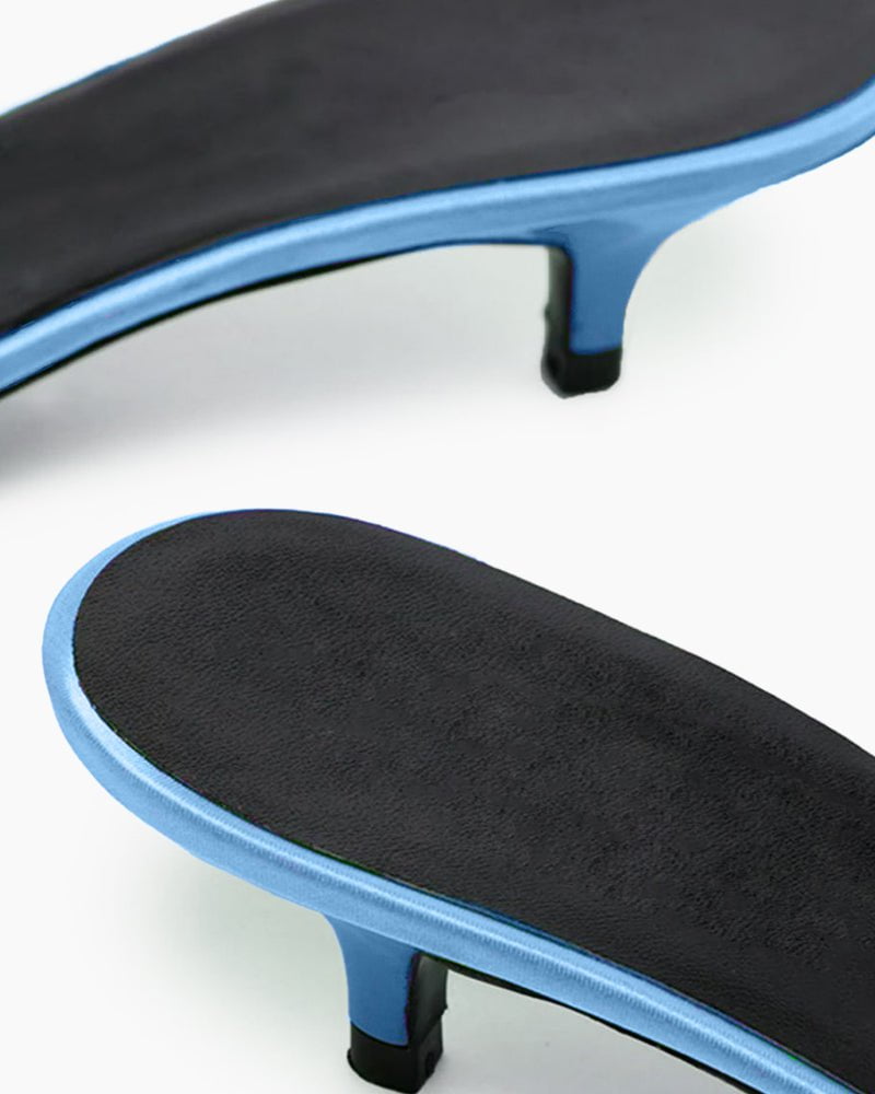 Satin Kitten Heel Open Toe Slip-On Sandals