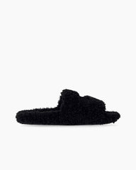 Women's Furry Slide Sandal in Black