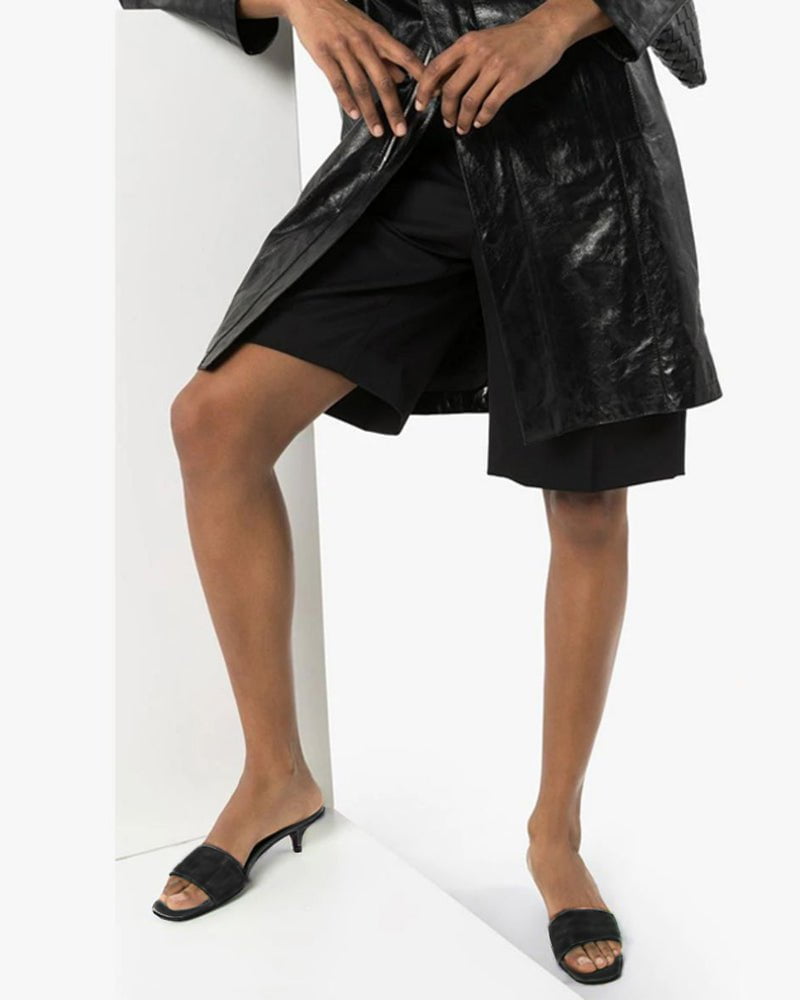 Satin Kitten Heel Open Toe Slip-On Sandals