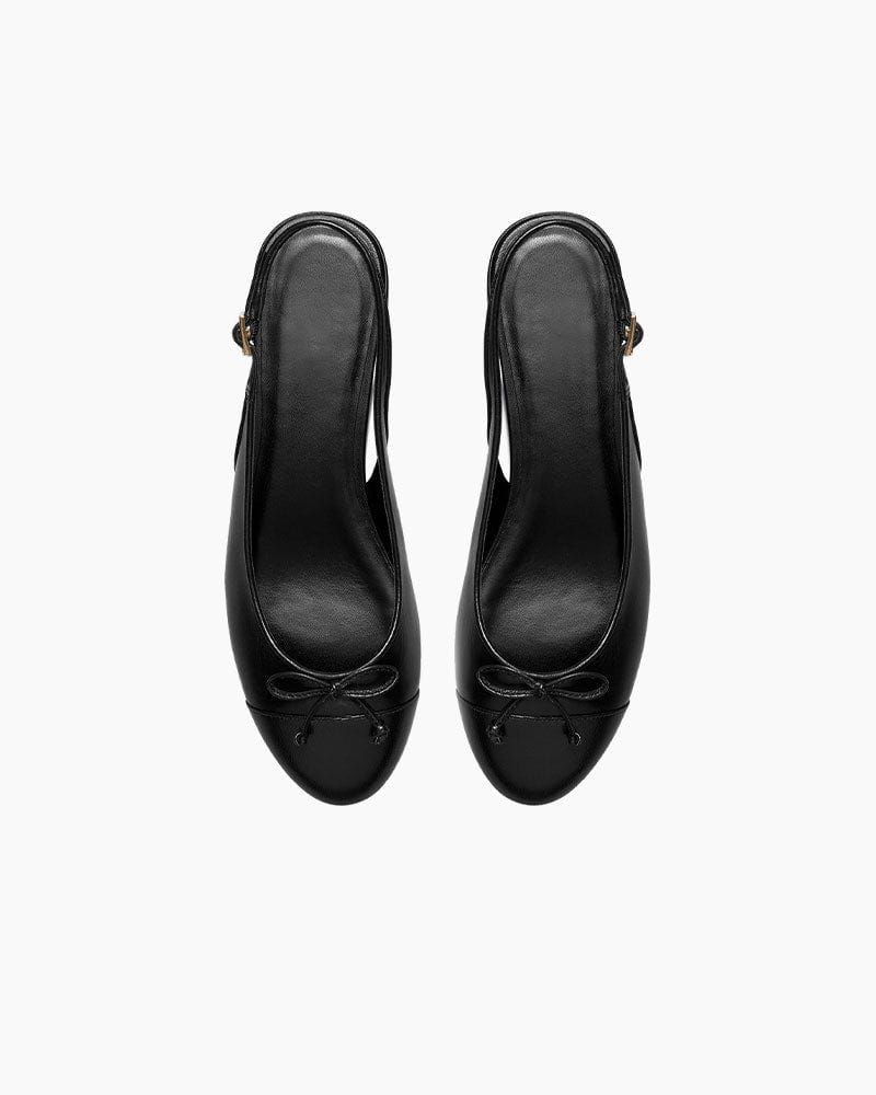 Monochrome Elegance Bow Slingback Flats