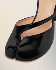 Tabi Leather Split Toe Block Heel Sandals