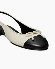 Monochrome Elegance Bow Slingback Flats