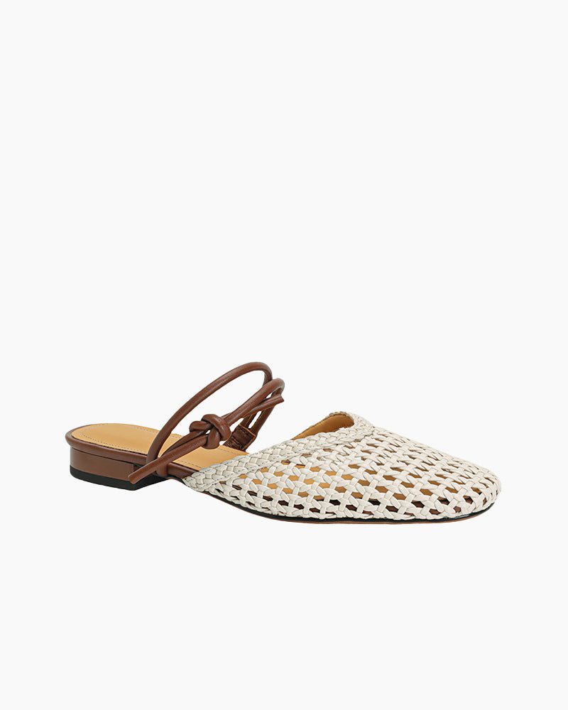 Woven Knotted Strap Block Heel Slip-On Sandals