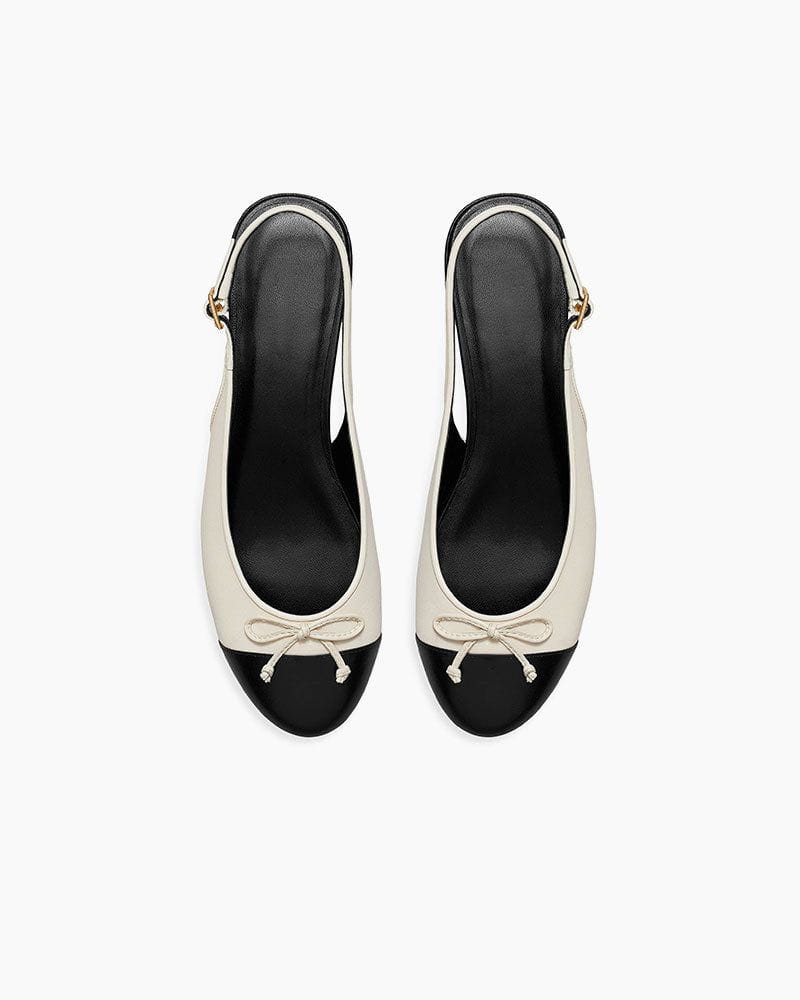 Monochrome Elegance Bow Slingback Flats