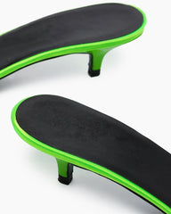 Satin Kitten Heel Open Toe Slip-On Sandals