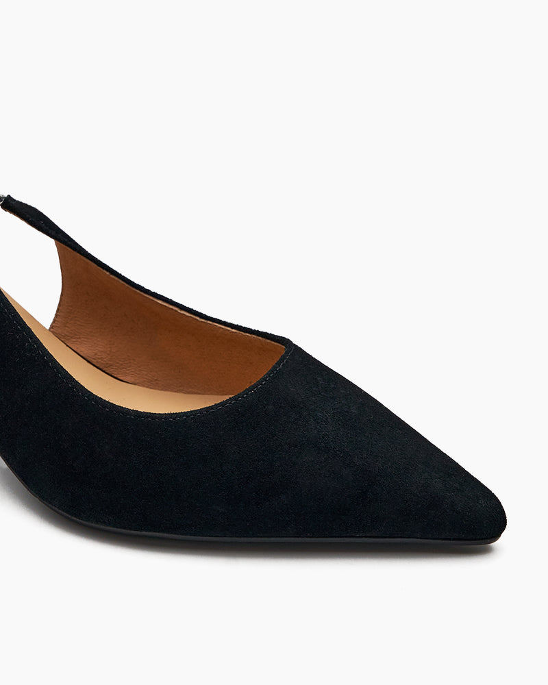 Suede Rhinestone Decor Kitten Heeled Sandals