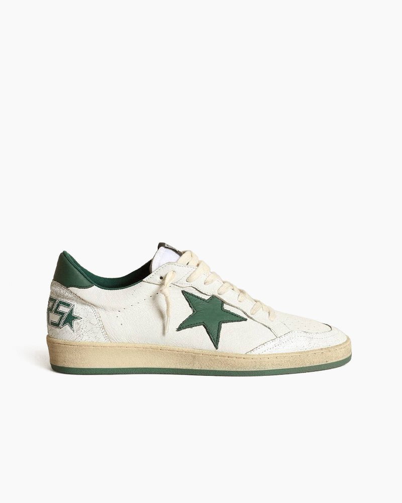 White Nappa Leather Sneaker with Star and Heel Tab