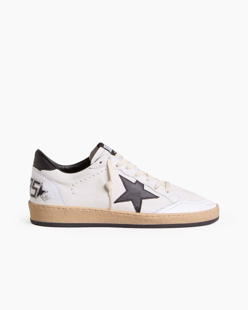 White Nappa Leather Sneaker with Star and Heel Tab