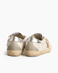 Men's Ice-gray Nappa Leather Sneaker with Gold Glitter Star