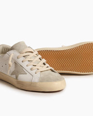 Men's White Nappa Leather Gray Star Sneakers