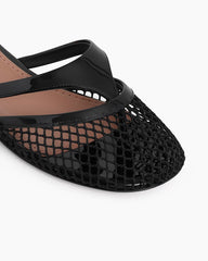 Mesh Cutout Strap Lightweight Flat Slide Thong Sandals