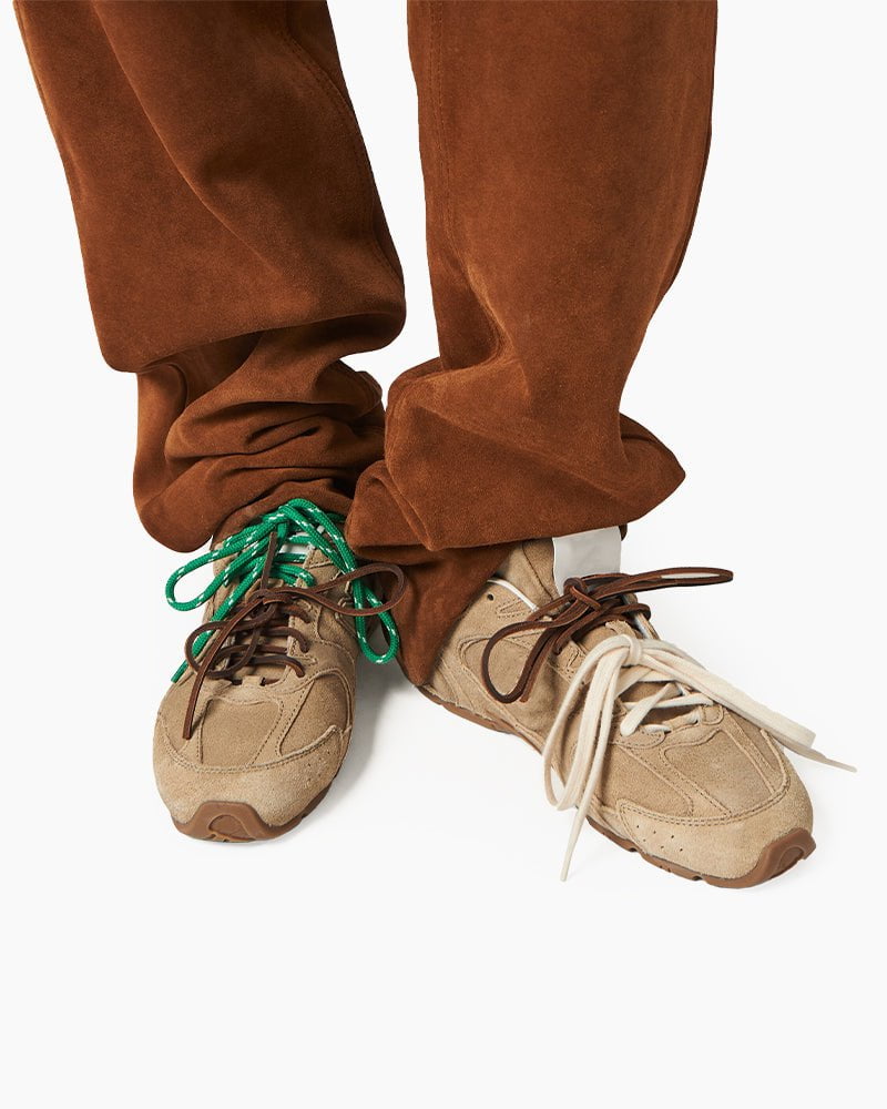 Suede Distressed Finish Mismatched Laces Sneakers