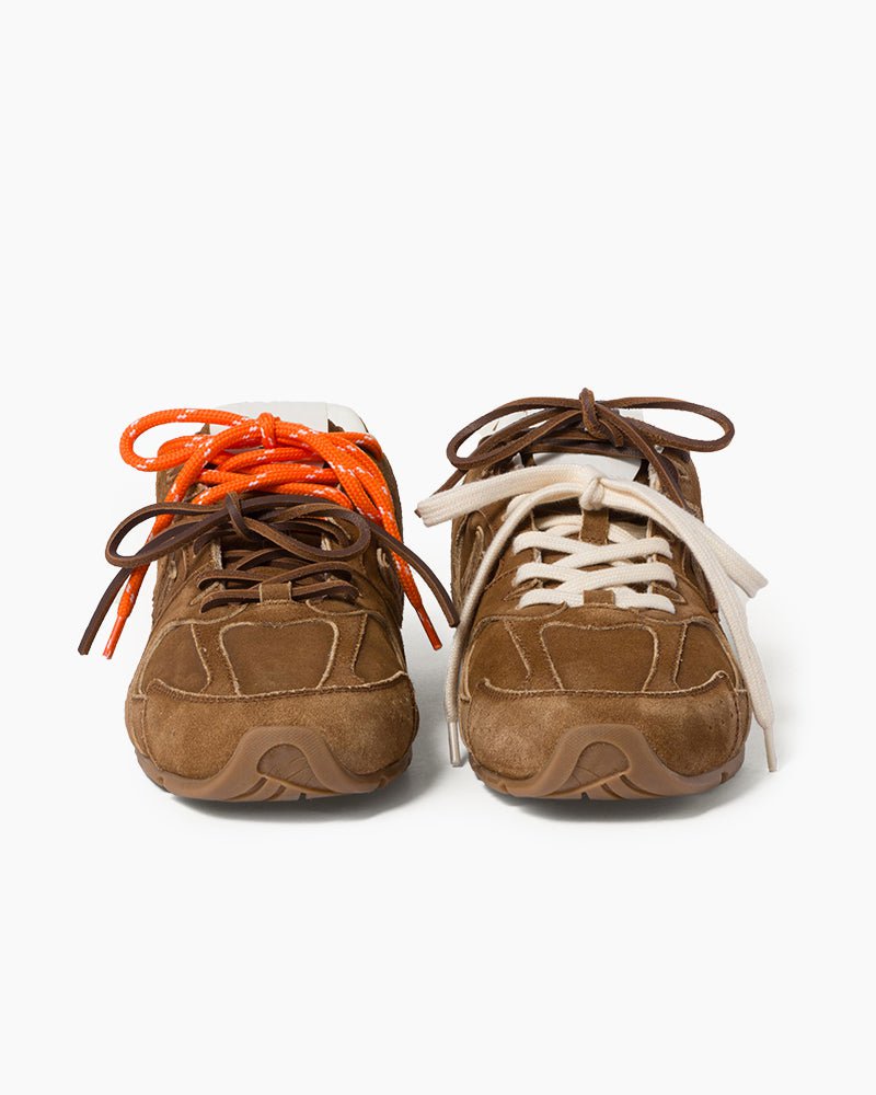 Suede Distressed Finish Mismatched Laces Sneakers