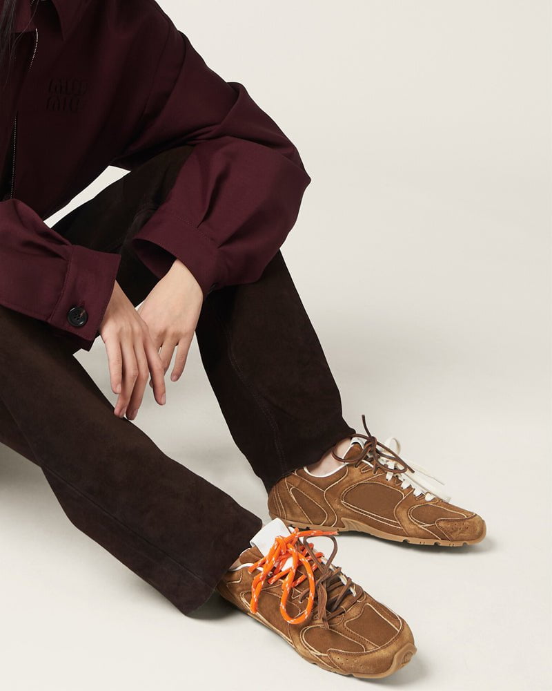 Suede Distressed Finish Mismatched Laces Sneakers