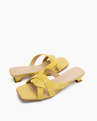 Minimalist Cross Design Solid Color Mule Sandals
