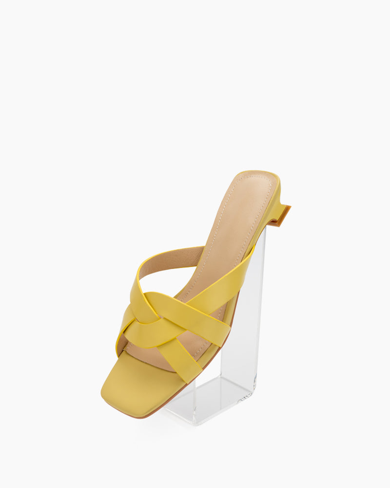 Minimalist Cross Design Solid Color Mule Sandals