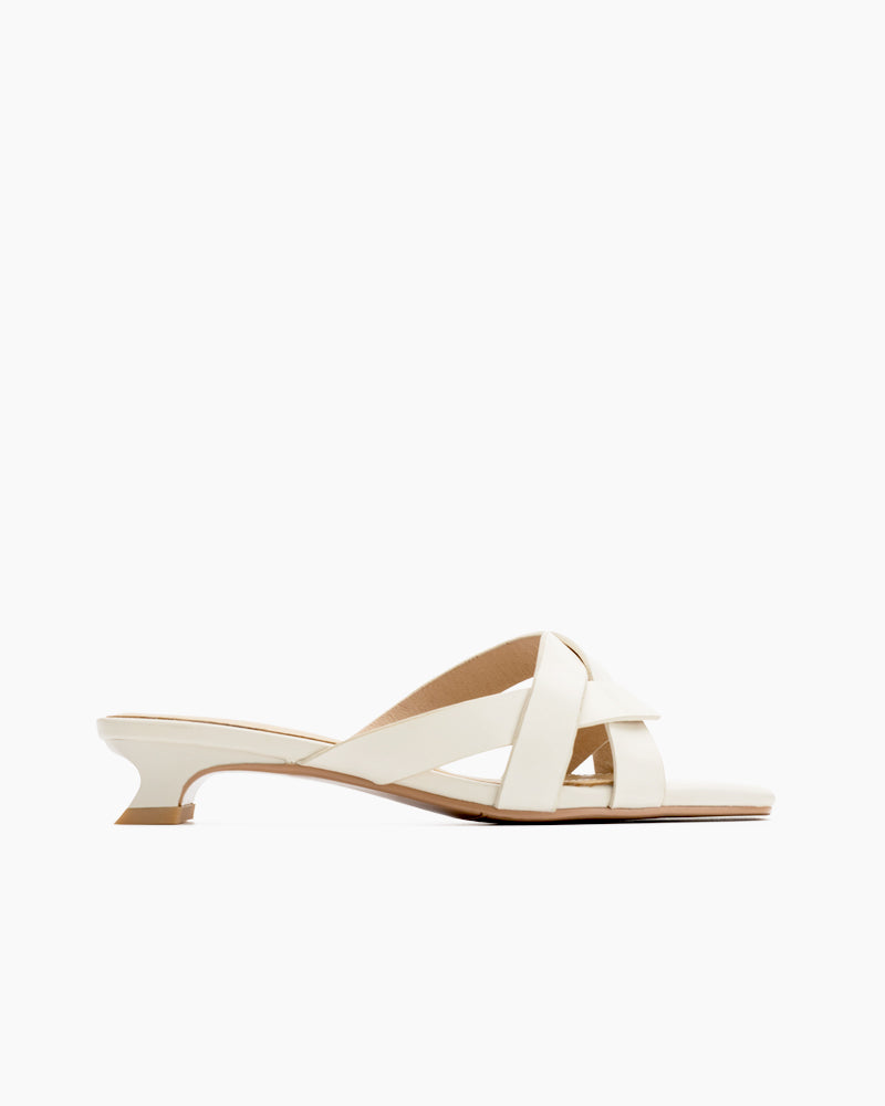Minimalist Cross Design Solid Color Mule Sandals