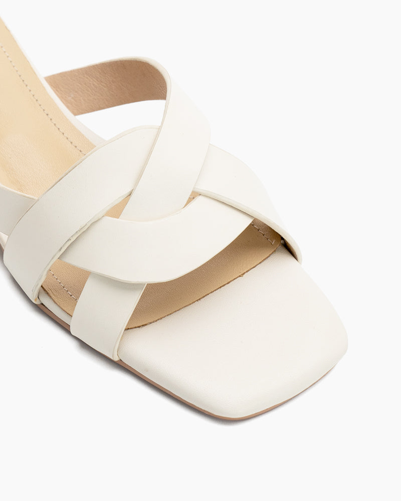 Minimalist Cross Design Solid Color Mule Sandals
