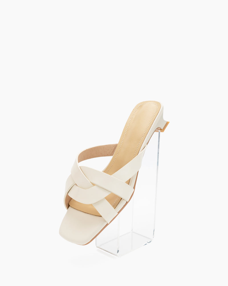 Minimalist Cross Design Solid Color Mule Sandals