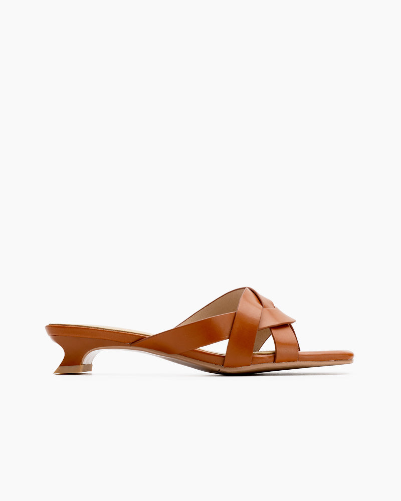 Minimalist Cross Design Solid Color Mule Sandals