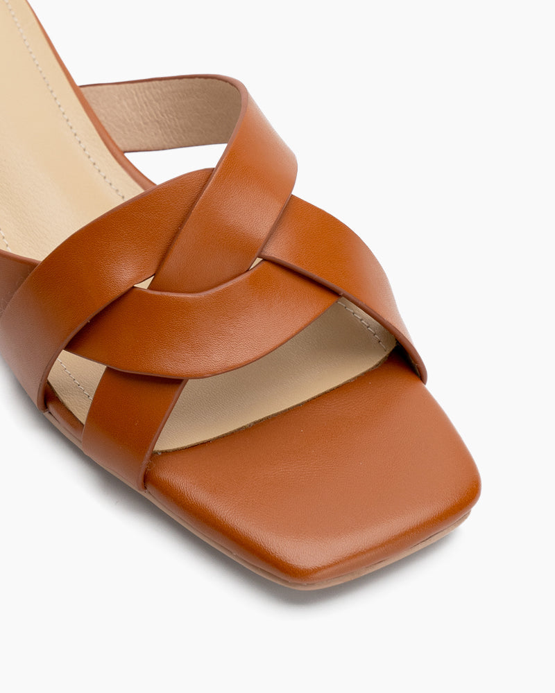 Minimalist Cross Design Solid Color Mule Sandals