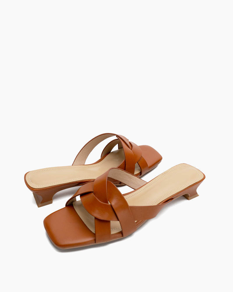 Minimalist Cross Design Solid Color Mule Sandals
