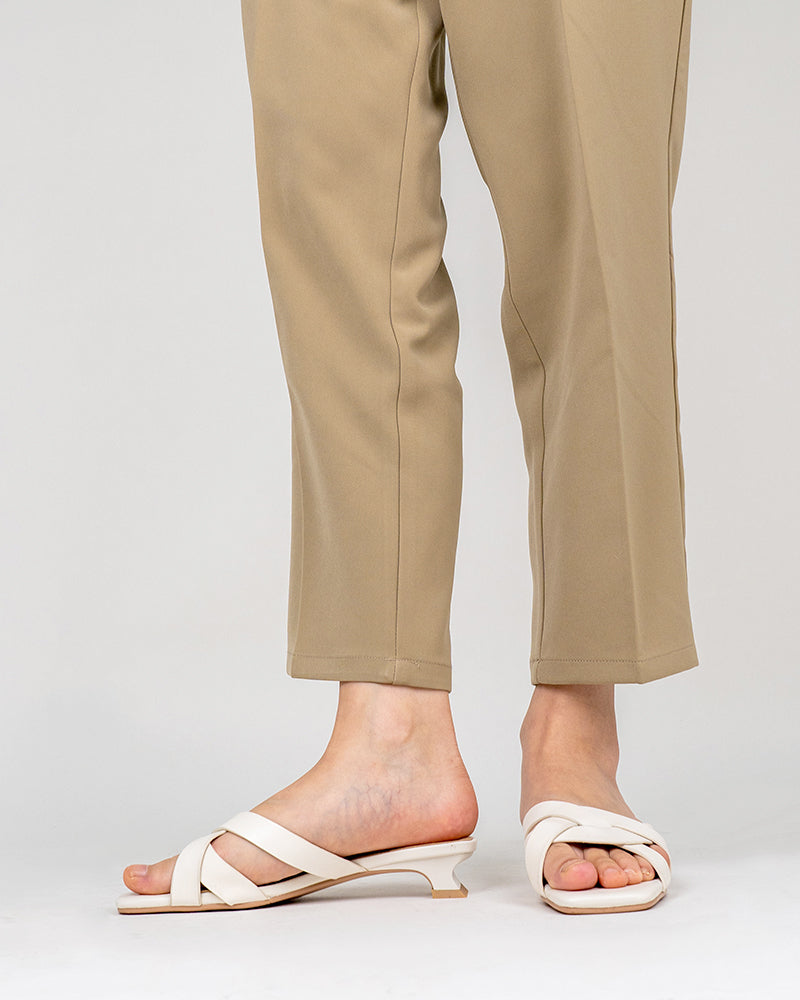 Minimalist Cross Design Solid Color Mule Sandals