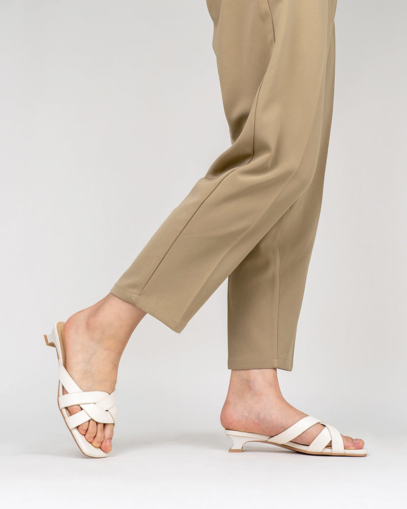 Minimalist Cross Design Solid Color Mule Sandals